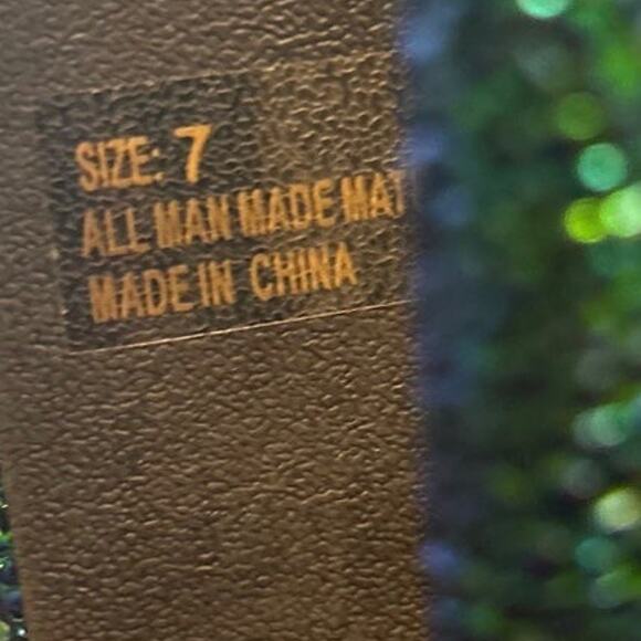 Qupid Cute gently used Sexy Blue/Green Sparkle Platform Heels with back zippe W7 - Picture 4 of 6